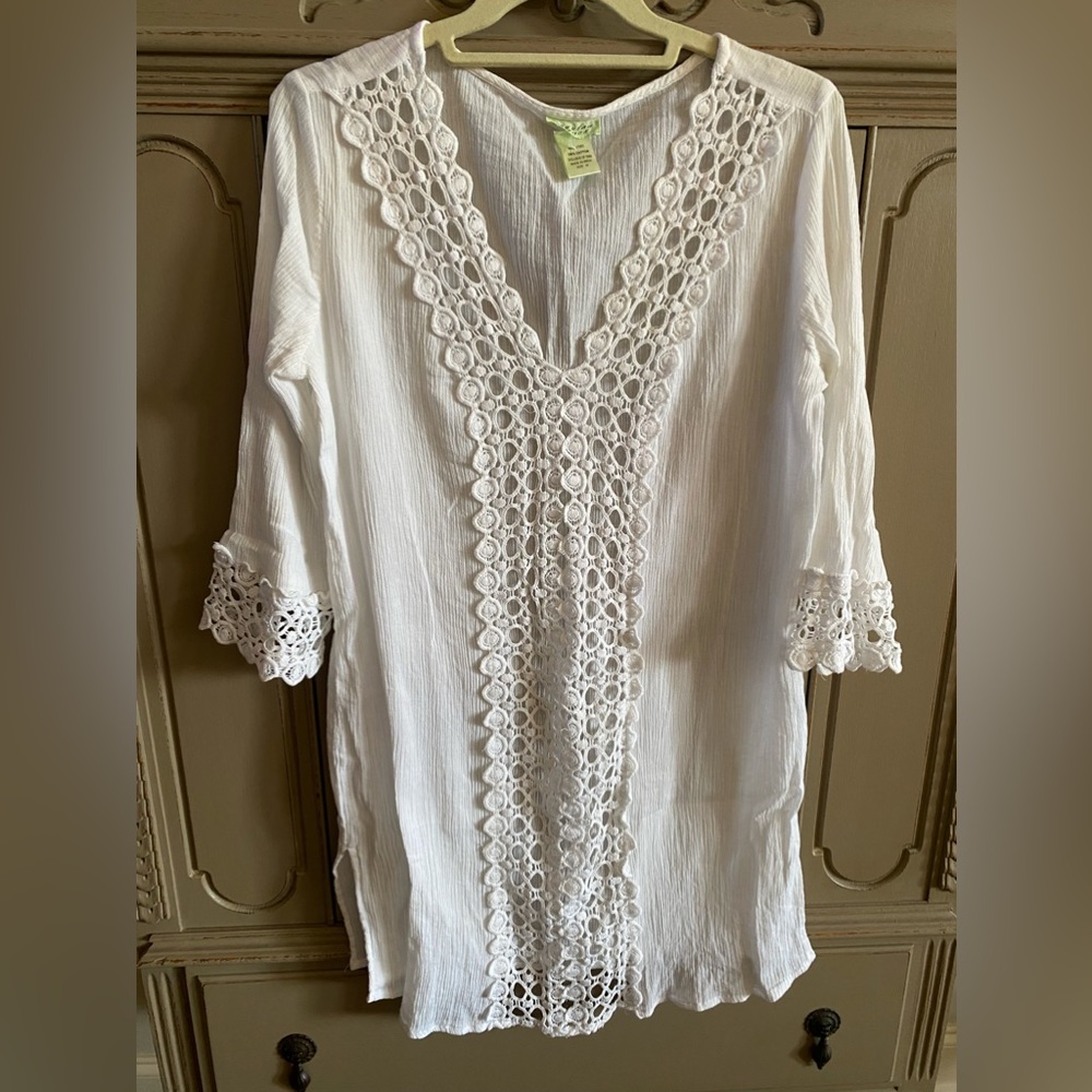 White swim cover-up